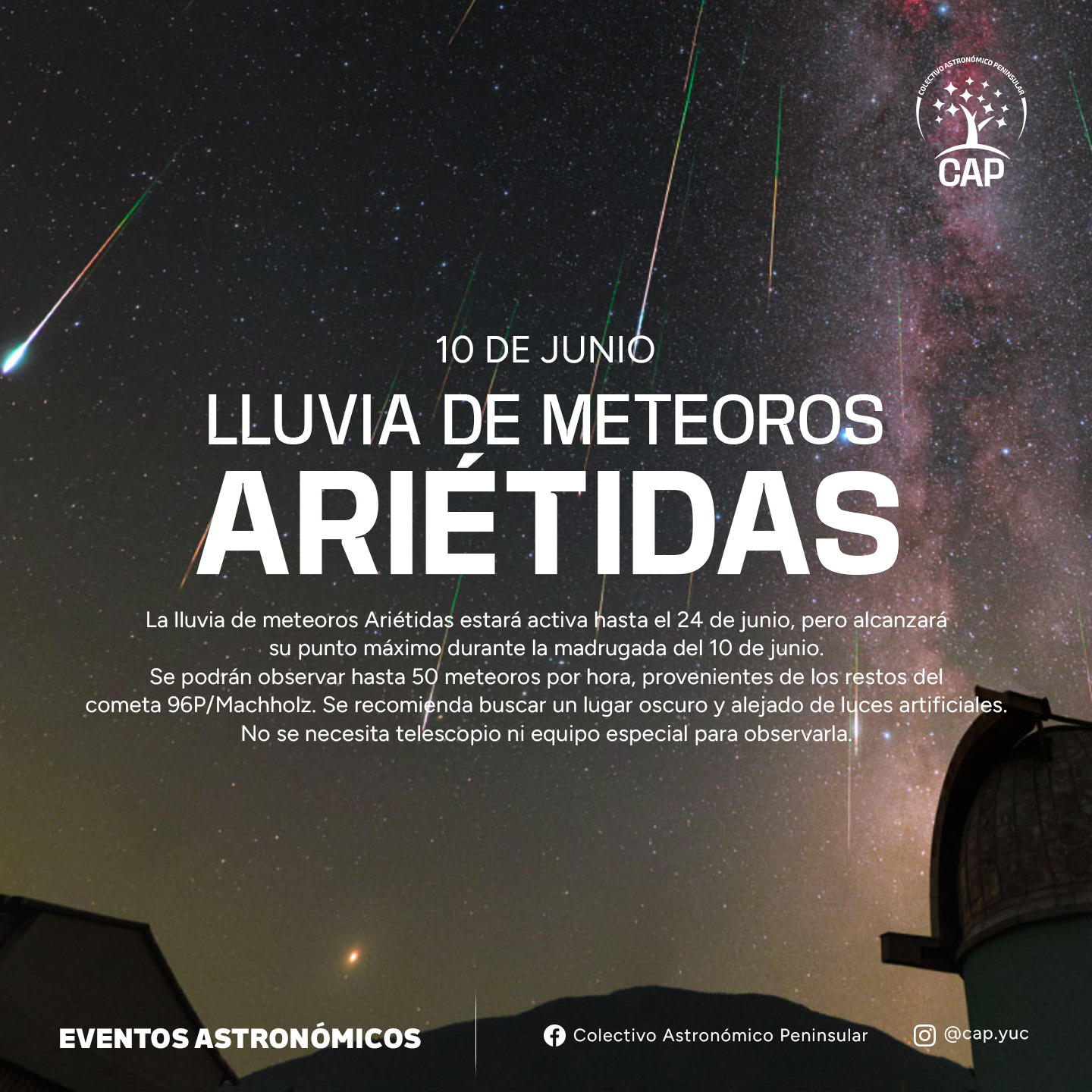 Lluvia de meteoros Ariétidas.
