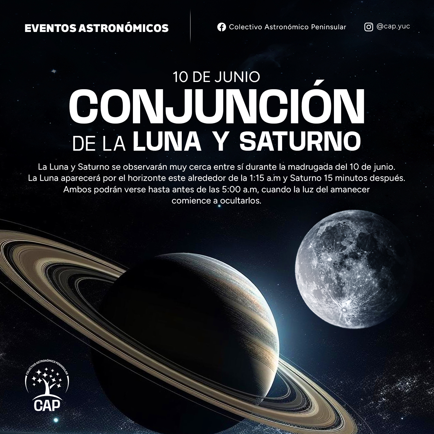 Conjunción de la Luna y Saturno.